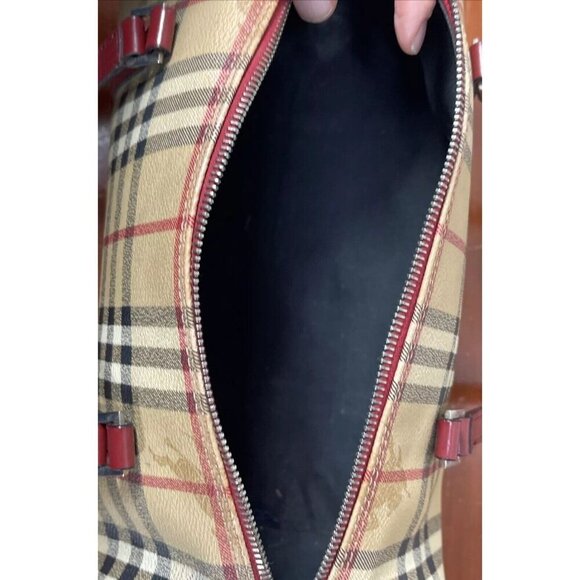 Burberry Barrel Handbag Haymarket Horse Nova Check Red - Picture 12 of 16